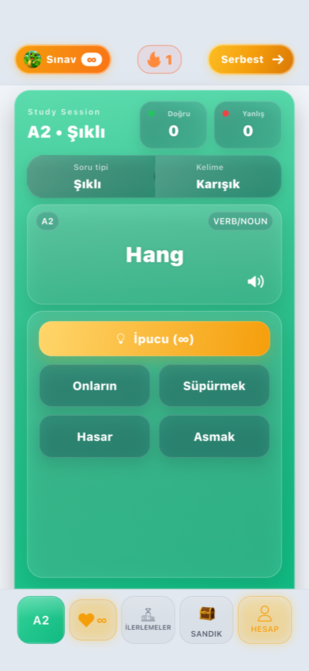 Snakely çalışma oturumu ekranı